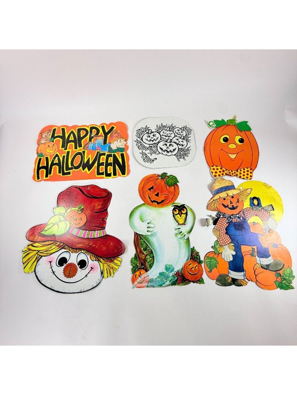 Vintage Peck Halloween Die Cut Decorations 1980s Cardboard Wall Decor Lot
